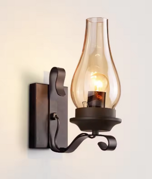Retro Industriële Wandlamp – Ijzer & Glas, Vintage Blakerlamp voor Café, Hotel & Slaapkamer