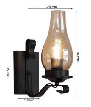 Retro Industriële Wandlamp – Ijzer & Glas, Vintage Blakerlamp voor Café, Hotel & Slaapkamer