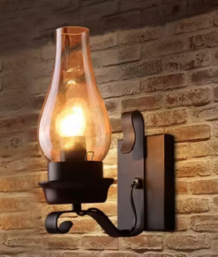 Retro Industriële Wandlamp – Ijzer & Glas, Vintage Blakerlamp voor Café, Hotel & Slaapkamer