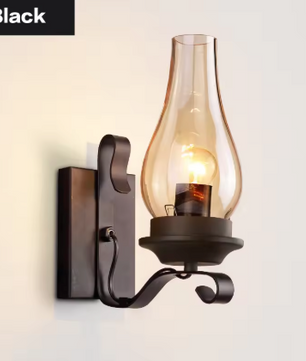 Retro Industriële Wandlamp – Ijzer & Glas, Vintage Blakerlamp voor Café, Hotel & Slaapkamer