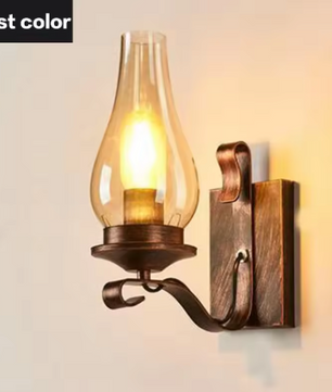 Retro Industriële Wandlamp – Ijzer & Glas, Vintage Blakerlamp voor Café, Hotel & Slaapkamer