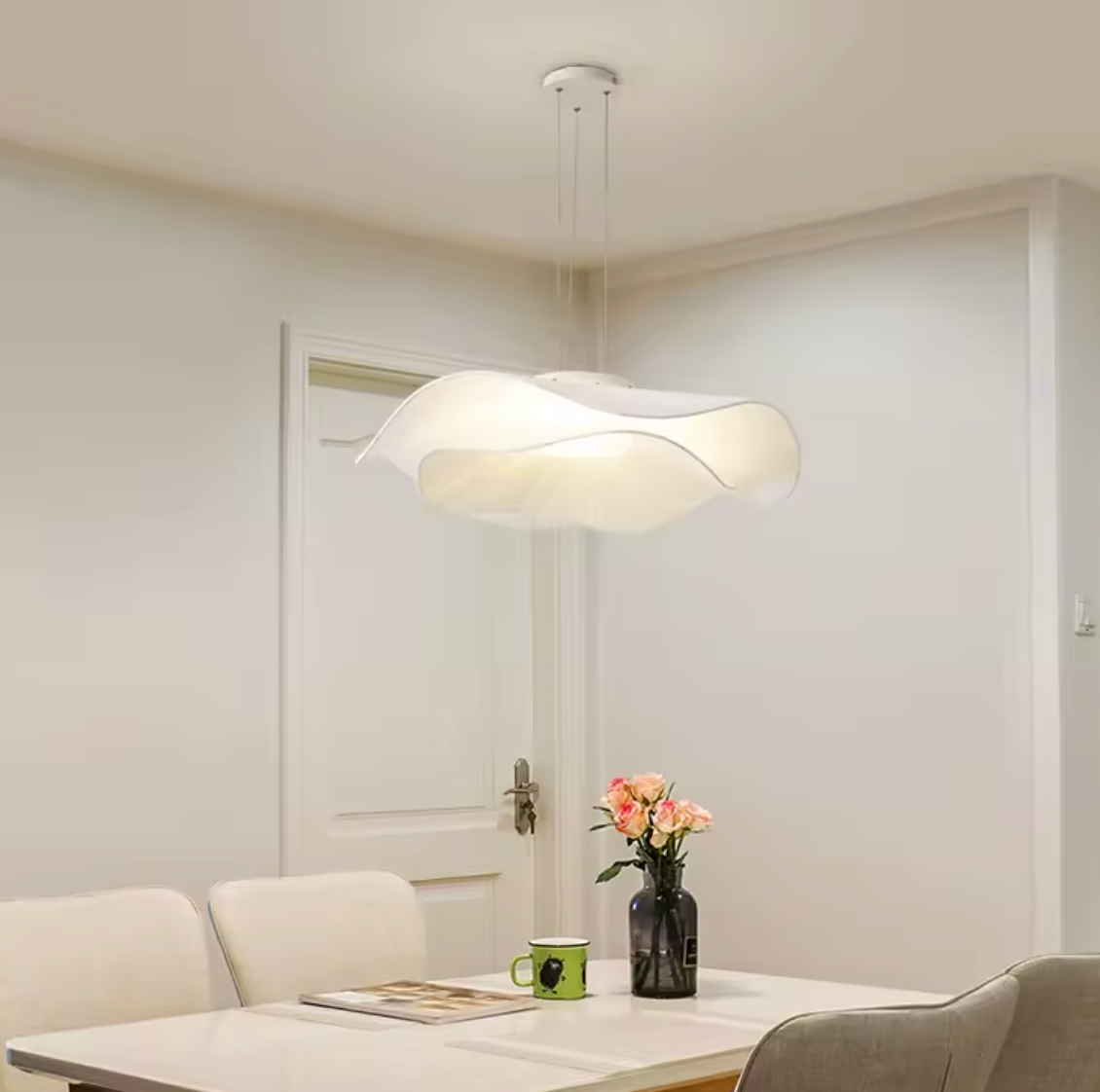 Moderne Stoffen LED Hanglamp – Scandinavische Dimbare Plafondlamp