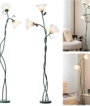 Lily Vloerlamp – Moderne LED Hoeklamp met 3 Lichtkleuren, Vintage Landelijke Stijl