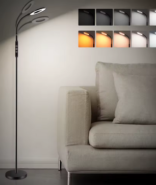 Multifunctionele Dimbare LED Vloerlamp – 360° Verstelbaar, 1800K-6000K, Nachtlamp & Geheugenfunctie
