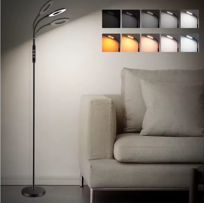 Multifunctionele Dimbare LED Vloerlamp – 360° Verstelbaar, 1800K-6000K, Nachtlamp & Geheugenfunctie