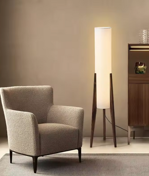 Japanse Retro Wabi-sabi Vloerlamp – Massief Hout & Stoffen Kap, Decoratief en Sfeervol
