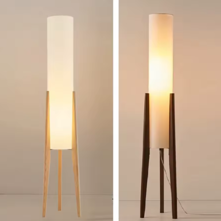 Japanse Retro Wabi-sabi Vloerlamp – Massief Hout & Stoffen Kap, Decoratief en Sfeervol