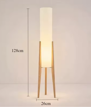 Japanse Retro Wabi-sabi Vloerlamp – Massief Hout & Stoffen Kap, Decoratief en Sfeervol