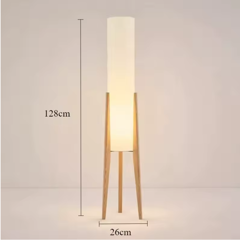 Japanse Retro Wabi-sabi Vloerlamp – Massief Hout & Stoffen Kap, Decoratief en Sfeervol