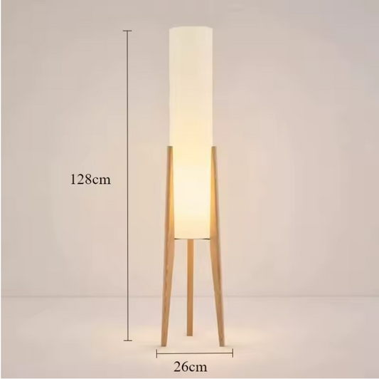 Japanse Retro Wabi-sabi Vloerlamp – Massief Hout & Stoffen Kap, Decoratief en Sfeervol