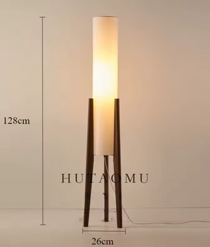 Japanse Retro Wabi-sabi Vloerlamp – Massief Hout & Stoffen Kap, Decoratief en Sfeervol