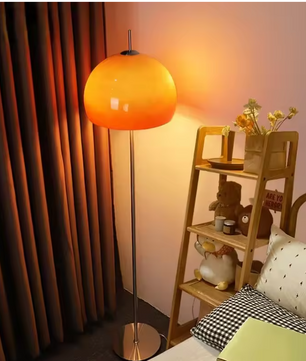 Bauhaus Retro Tafellamp – Glazen Paddenstoel Lamp met Gradiënt Oranje, Sfeervol & Decoratief
