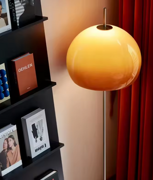 Bauhaus Retro Tafellamp – Glazen Paddenstoel Lamp met Gradiënt Oranje, Sfeervol & Decoratief