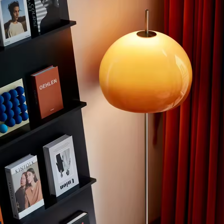 Bauhaus Retro Tafellamp – Glazen Paddenstoel Lamp met Gradiënt Oranje, Sfeervol & Decoratief