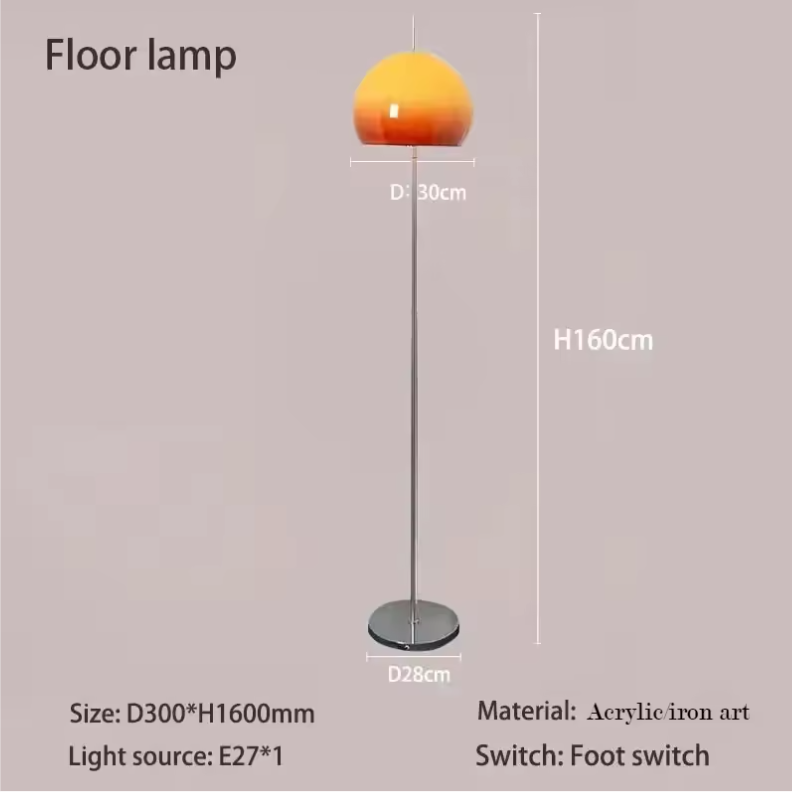 Bauhaus Retro Tafellamp – Glazen Paddenstoel Lamp met Gradiënt Oranje, Sfeervol & Decoratief