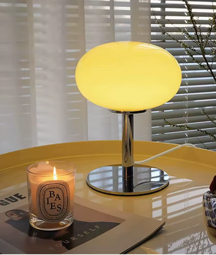 Lollipop Tafellamp – Retro Crème Glazen Lamp met Aanraaksensor & Oplaadbare Batterij