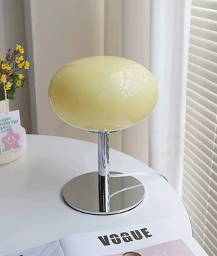 Lollipop Tafellamp – Retro Crème Glazen Lamp met Aanraaksensor & Oplaadbare Batterij