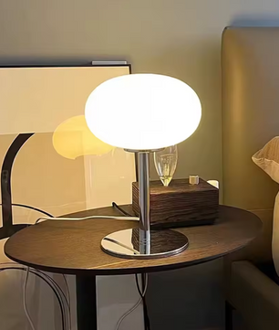 Lollipop Tafellamp – Retro Crème Glazen Lamp met Aanraaksensor & Oplaadbare Batterij