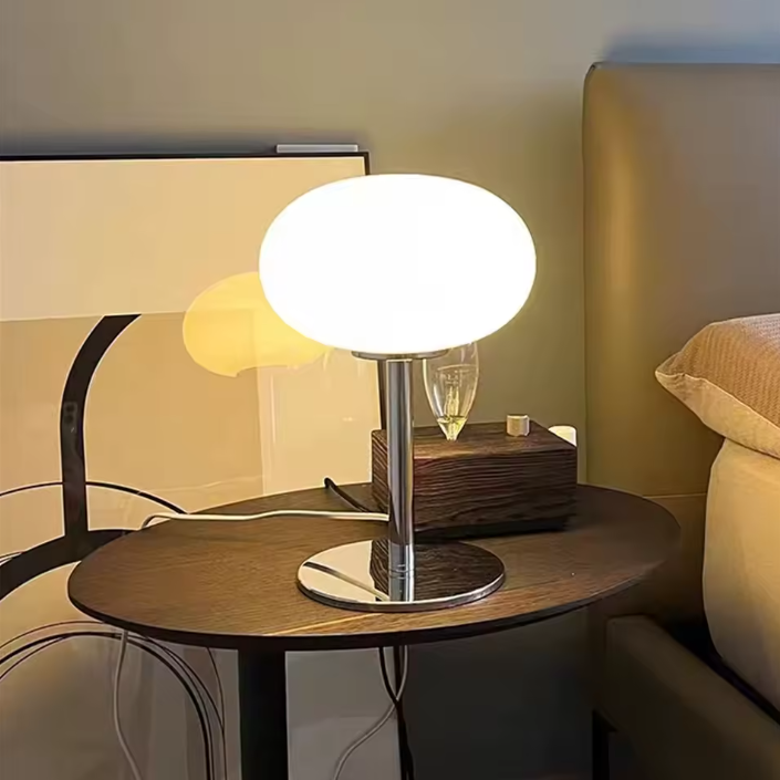 Lollipop Tafellamp – Retro Crème Glazen Lamp met Aanraaksensor & Oplaadbare Batterij