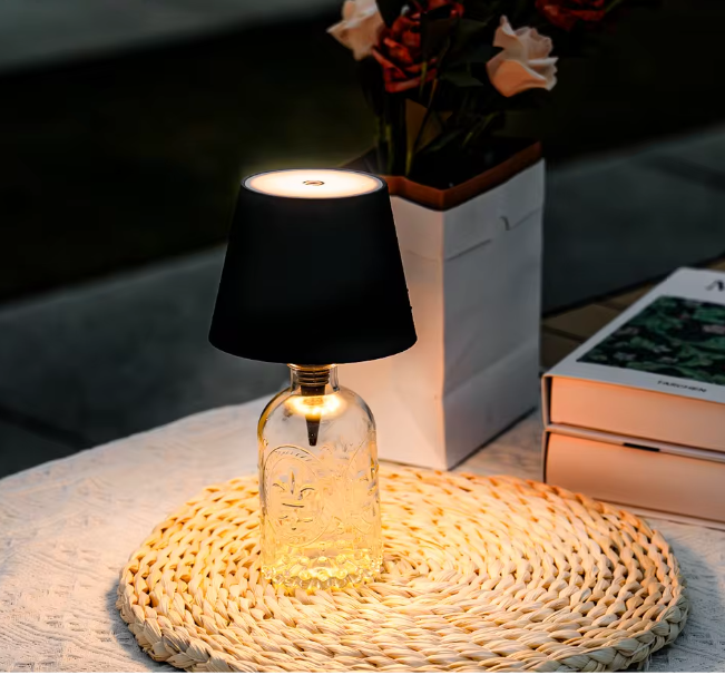 Draadloze Fles Tafellamp – LED Lamp met Touch Control, 3 Lichtkleuren & Traploos Dimmen