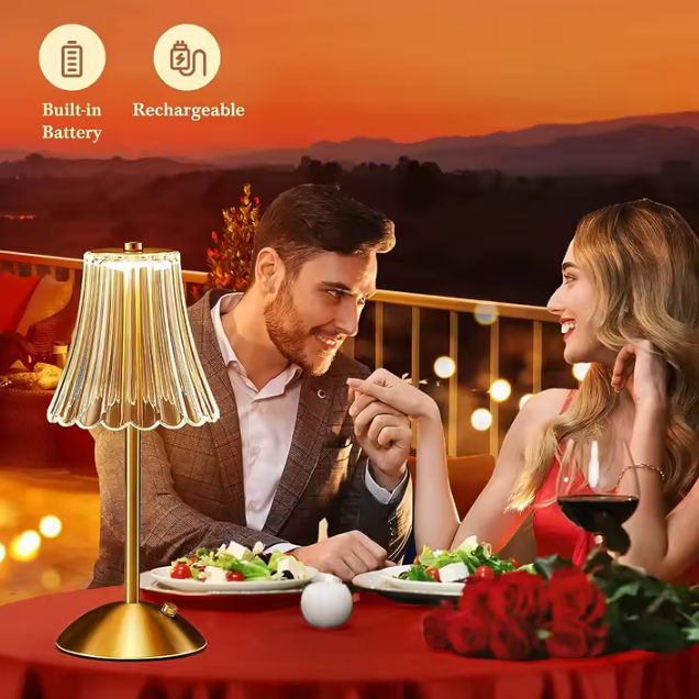 Kristallen LED Tafellamp – Touch Sensor, Dimbaar & Oplaadbaar Nachtlampje