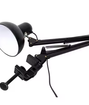 Flexibele Bureaulamp met Zwenkarm & Tafelklem – E27/E26 Fitting, Metaal, Zwart