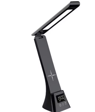 Multifunctionele LED Bureaulamp – Dimbaar, Draadloze Oplader & Digitale Klok