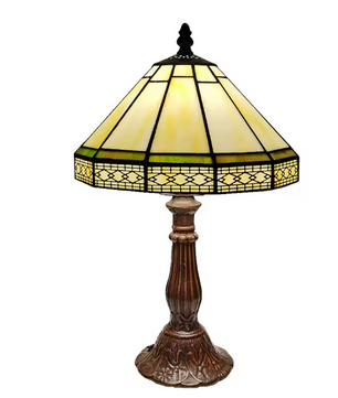 Tiffany Stijl Tafellamp – 22 cm Glas & Vintage Bronzen Basis