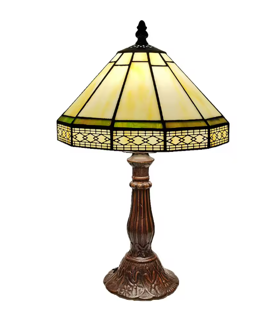 Tiffany Stijl Tafellamp – 22 cm Glas & Vintage Bronzen Basis