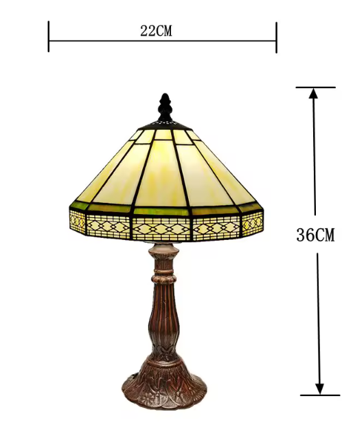 Tiffany Stijl Tafellamp – 22 cm Glas & Vintage Bronzen Basis