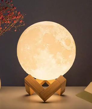 Maanlamp 8 cm – LED Nachtlamp met Standaard voor Slaapkamer & Decoratie