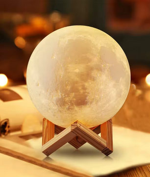 Maanlamp 8 cm – LED Nachtlamp met Standaard voor Slaapkamer & Decoratie