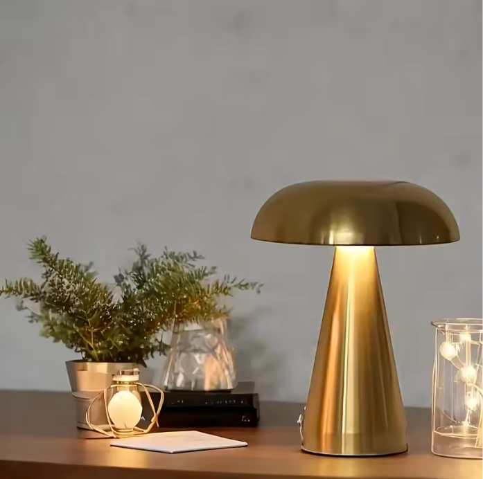 Retro Paddestoel Tafellamp – LED Bedlampje Oplaadbaar met Touch Dimbaar