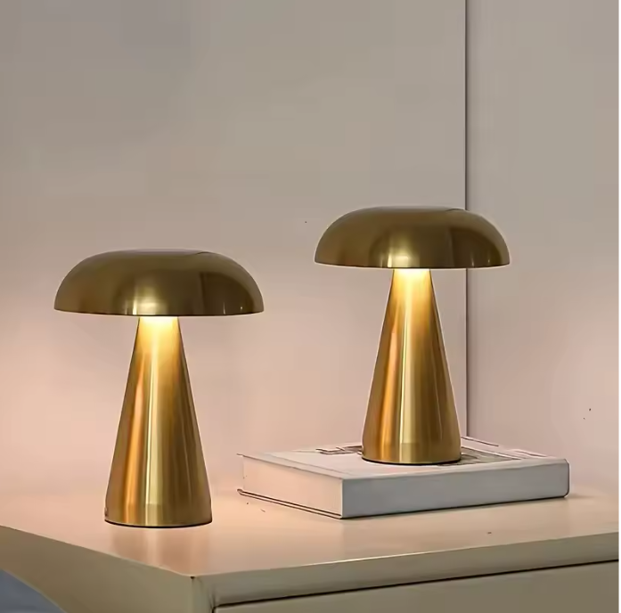 Retro Paddestoel Tafellamp – LED Bedlampje Oplaadbaar met Touch Dimbaar
