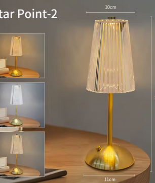 Kristallen LED Tafellamp – Oplaadbaar Boeklicht & Dimbaar Nachtlampje voor Sfeer en Decor