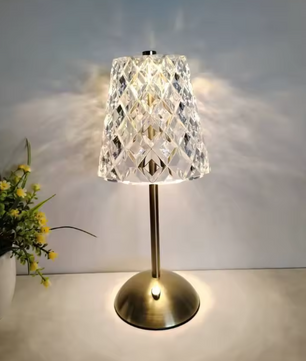 Kristallen LED Tafellamp – Oplaadbaar Boeklicht & Dimbaar Nachtlampje voor Sfeer en Decor