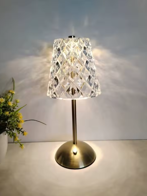 Kristallen LED Tafellamp – Oplaadbaar Boeklicht & Dimbaar Nachtlampje voor Sfeer en Decor