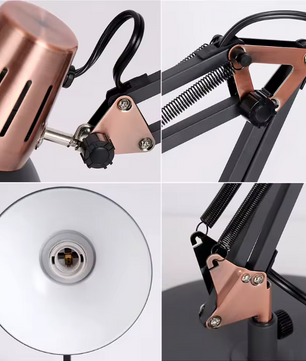 Verstelbare Bureaulamp met Scharnierarm – Metalen Klemlamp & E27 Fitting