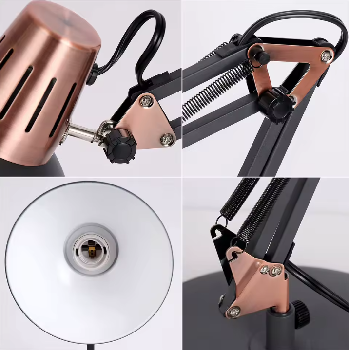 Verstelbare Bureaulamp met Scharnierarm – Metalen Klemlamp & E27 Fitting