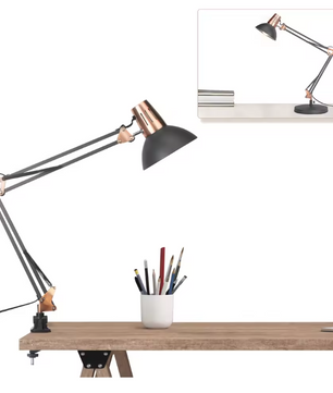 Verstelbare Bureaulamp met Scharnierarm – Metalen Klemlamp & E27 Fitting