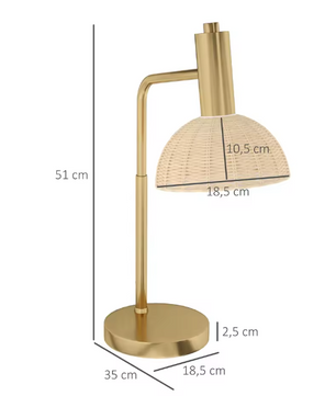 Tafellamp met Rotan Kap – 40W E14 Nachtlamp & LED Inclusief
