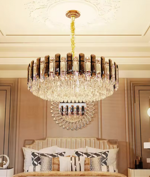 Ronde Kristallen Kroonluchter 80 cm – Luxe Plafondlamp met E14 Fitting