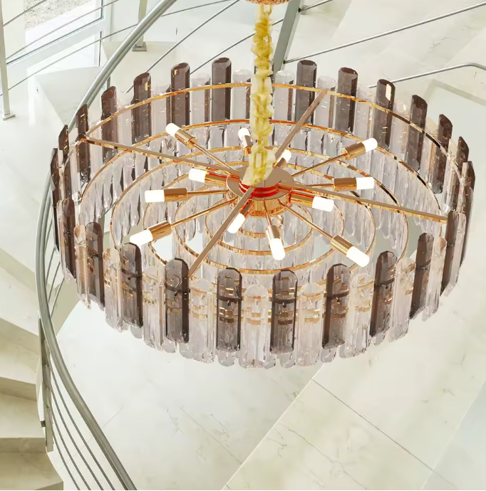 Ronde Kristallen Kroonluchter 80 cm – Luxe Plafondlamp met E14 Fitting