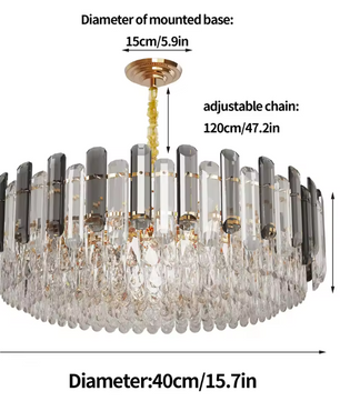 Ronde Kristallen Kroonluchter 80 cm – Luxe Plafondlamp met E14 Fitting