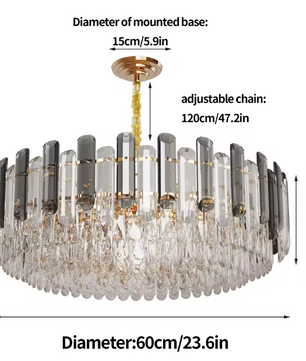 Ronde Kristallen Kroonluchter 80 cm – Luxe Plafondlamp met E14 Fitting