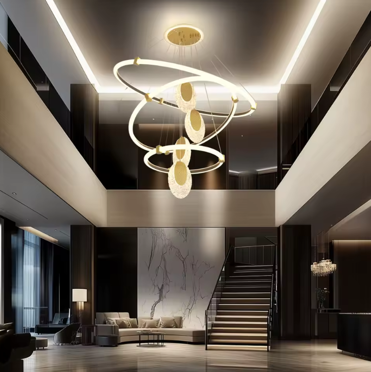 3-Lagen LED Kroonluchter – Moderne Plafondlamp met Acryl Waterdruppels & 3 Lichtkleuren