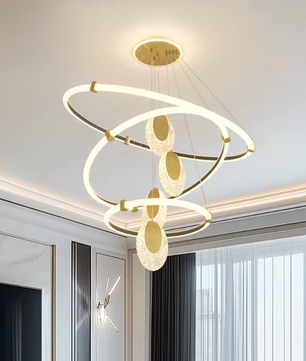 3-Lagen LED Kroonluchter – Moderne Plafondlamp met Acryl Waterdruppels & 3 Lichtkleuren