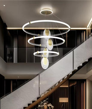 3-Lagen LED Kroonluchter – Moderne Plafondlamp met Acryl Waterdruppels & 3 Lichtkleuren