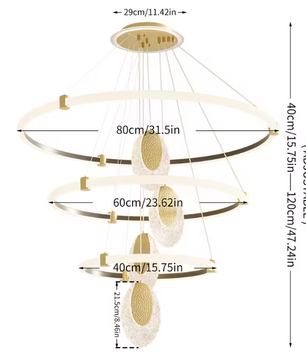 3-Lagen LED Kroonluchter – Moderne Plafondlamp met Acryl Waterdruppels & 3 Lichtkleuren