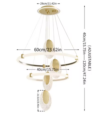 3-Lagen LED Kroonluchter – Moderne Plafondlamp met Acryl Waterdruppels & 3 Lichtkleuren